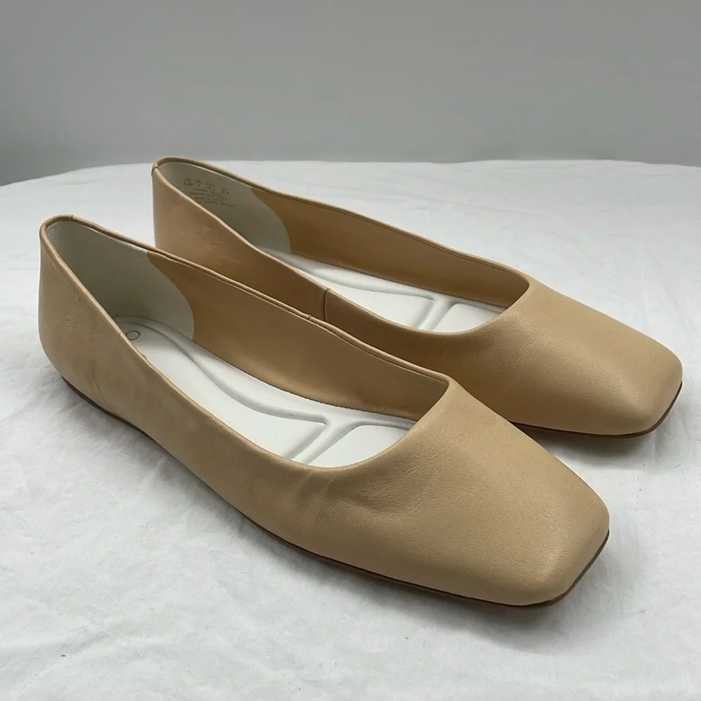 SARTO By Franco Sarto Neutral Beige Pointed-Toe Leather Flat
